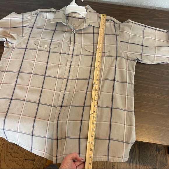 Christian Dior Long Sleeve Button Down Size XL Tan/Navy/Red Plaid - Picture 15 of 16